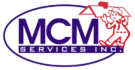 Blue circle, blue text, red character, red roof